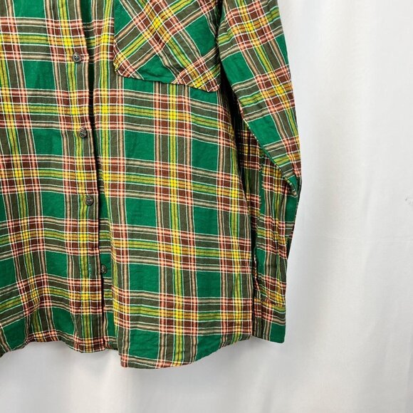 Staccato Button Up Collared Women’s Multicolor Plaid Long Sleeved Top Size L - Picture 4 of 9